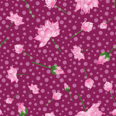 Lotus flowers vector repeat pattern design