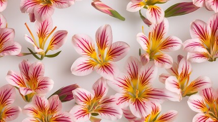 Fototapeta na wymiar Alstroemeria flowers. Seamless background. AI generative image.