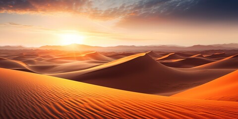 Fototapeta na wymiar Beautiful sand dunes in the Sahara desert. sunset on desert landscape Sahara sand dune