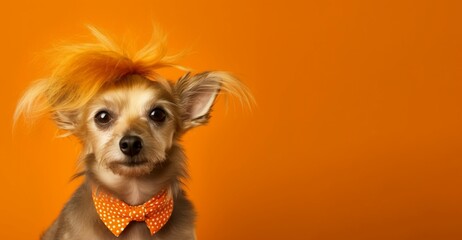 Dog orange hair banner. Generate Ai