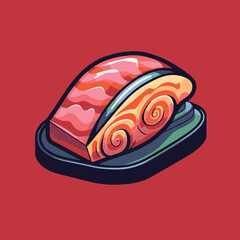 salmon sushi icon. japanese food icon illustration. salmon sashimi