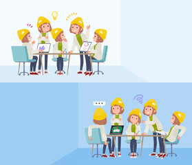 脳内会議をするカジュアルファッション女性のセット