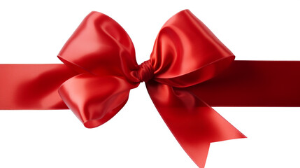 Fototapeta premium A large red ribbon bow on the left of a long straight Generative AI