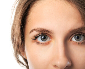 Beauty portrait of female face with natural clean skin