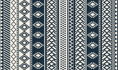 Aztec Navajo blue-white pattern.Geometric tribal vector seamless pattern. Native American ornament. Ethnic South Western decor style. Boho geometric ornament. Mexican blanket, rug. Woven carpet 