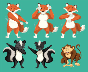 Cute set of dancing animals vector
