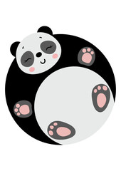 Funny cute panda with round body