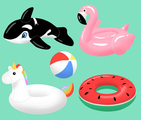 Illustrations of various shapes of summer water play tubes