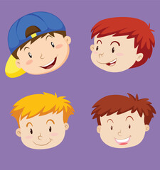 Different emotions of little boys vector 