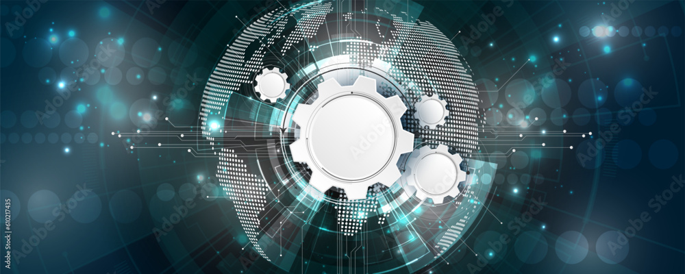 Poster abstract background image, futuristic world concept of artificial intelligence technology communicat
