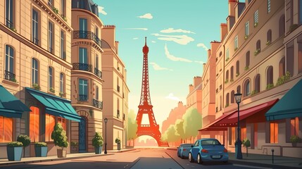 Background street of Paris. Creative illustration of a Parisian street, adding a touch of elegance to banner designs with an abstract background. Generative AI.