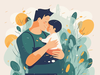Flat color illustrations for Father's Day	