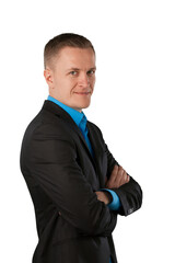 Young handsome businessman in a suit posing