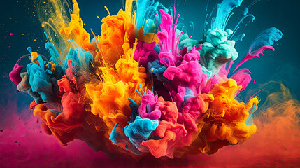 Fototapeta na wymiar Vibrant colorful acrylic water ink fantasy background. Abstract decoration. Generative AI.