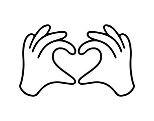 Fototapeta premium Hands making or formatting a heart symbol icon. I love you heart sign. Valentine day, message of love hand gesture, shapes heart with both hands.