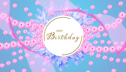 postcard , Internet banner , flat lay with a birthday greeting, with the inscription - happy birthday, 3d illustration