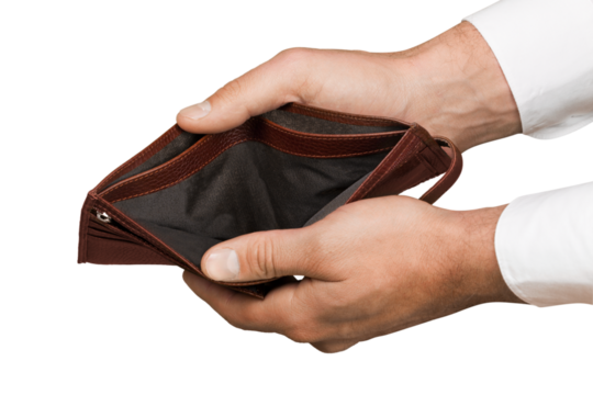 Hands holding open empty wallet