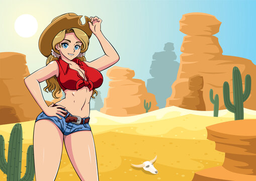 Manga Cowgirl in Desert