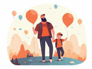 Flat color illustrations for Father's Day	