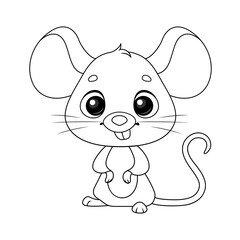 Cute mouse animal coloring page cartoon vector illustration