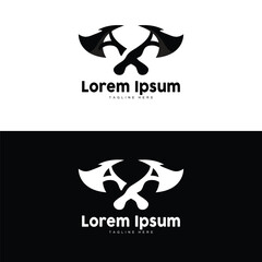 Axe Logo, Wood Cutting Tool Vector Icon, Silhouette Design, Retro Vintage Style