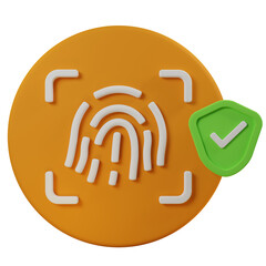 orange fingerprint 3d icon illustration