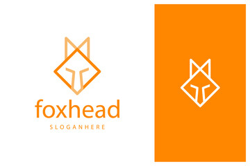 Fototapeta premium modern minimal fox head logo design with outline style