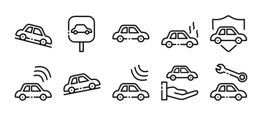 Car. Line icon, black, car icons. Vector icon.