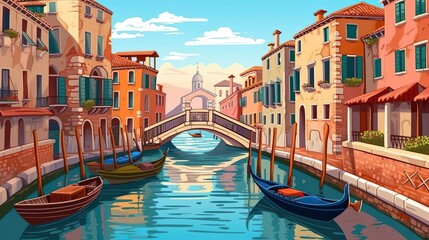 Fototapeta premium Abstract background Venetian canals. A banner design featuring a skillfully crafted illustration of Venetian canals against a background, evoking a sense of romance and beauty. Generative AI.