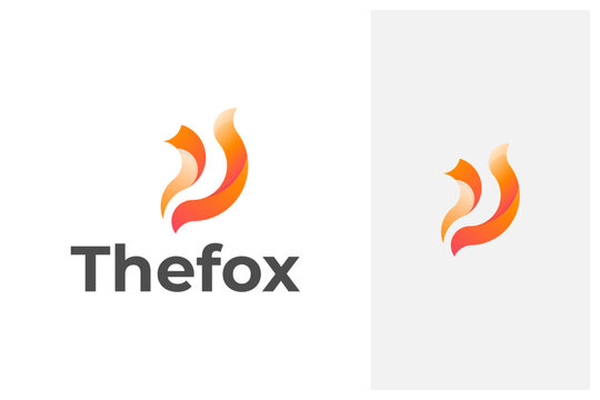 modern minimal fox logo design with gradient color