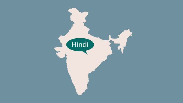 Video of Indian map with official languages of Indian States in bubble speech