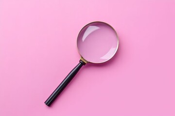 magnifying glass over pink background