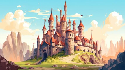 Abstract background old castle. A striking banner design highlighting the architectural splendor of an ancient castle in a captivating illustration. Generative AI.