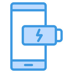 Charging battery smartphone blue line icon, use for website mobile app presentation