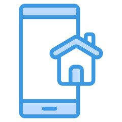 Home smartphone blue line icon, use for website mobile app presentation
