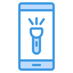 Flashlight smartphone blue line icon, use for website mobile app presentation