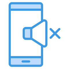 Mute smartphone blue line icon, use for website mobile app presentation