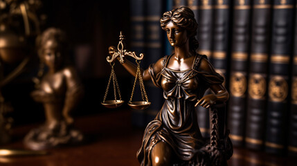 Statue of justice on a table