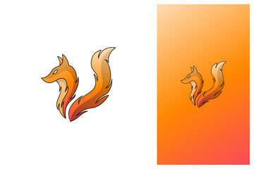 simple minimal modern outlined fox logo design illustration with gradient color
