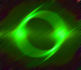 Abstract green and yellow light flare on dark background. Digital illustration of dynamic and elegant effect. Suitable for background or wallpaper.