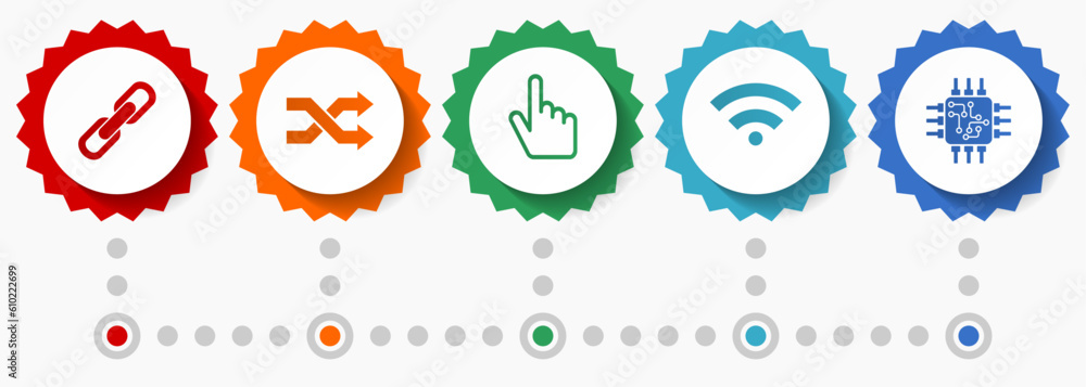Poster web and internet vector icon set, technology flat design web badges collection, business infographic