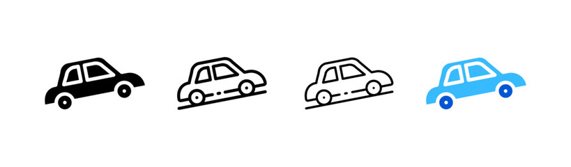 Automobile. Different styles, color, car on the slope. vector icon.