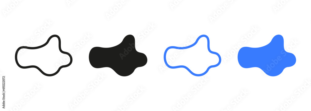 Poster organic minimal fluid, abstract blob shape. random blotch line and silhouette set. pebble, stone, dr