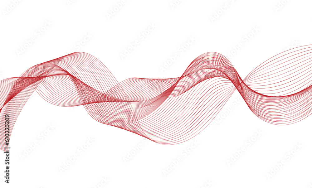 Poster red ribbon isolated on white background abstract wave line for banner, wallpaper background with wav