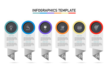 infographic design template vector illustration with icons and 6 options or steps.can be used for presentation process,layout,banner,data graph,presentation Creative Infographic