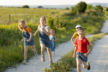 Fototapeta premium children on a walk in the summer