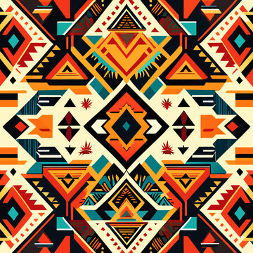 Tribal vintage ethnic seamless pattern. Aztec vector background