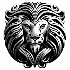 Obraz premium Lion head tattoo in black and white colors. Vector illustration.