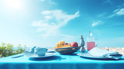 Fototapeta na wymiar summer lunch under bright blue sky ai generative
