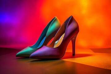 red high heels abstract background